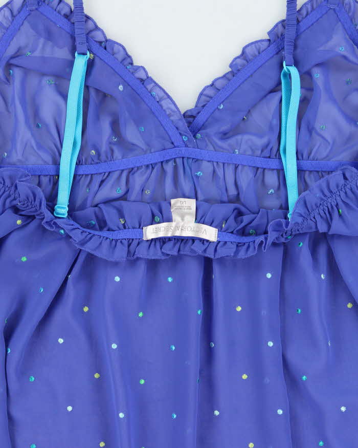 Vintage Y2k 2000s Victoria's Secret Mesh Embroidered Polka Dot Cami Top - L