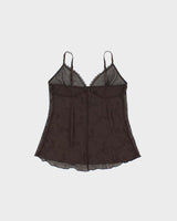 Vintage Y2k 2000s Beauty Mesh Embroidered Cami Top - M