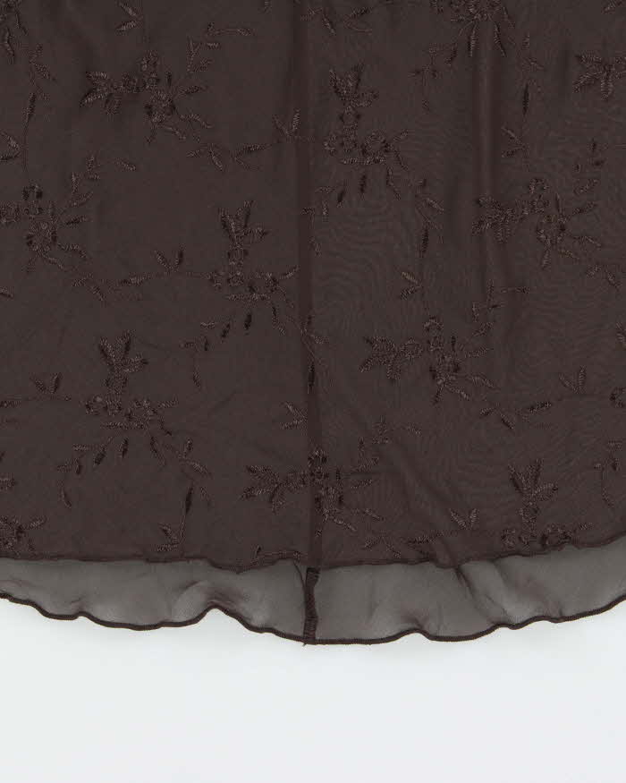Vintage Y2k 2000s Beauty Mesh Embroidered Cami Top - M