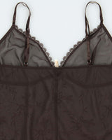 Vintage Y2k 2000s Beauty Mesh Embroidered Cami Top - M