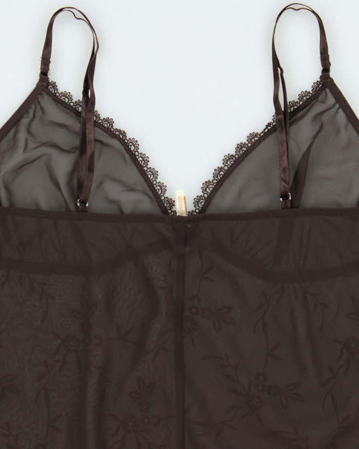 Vintage Y2k 2000s Beauty Mesh Embroidered Cami Top - M
