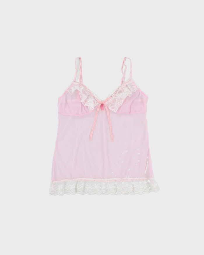 Vintage Y2k 2000s Blush Mesh Cami Top - L