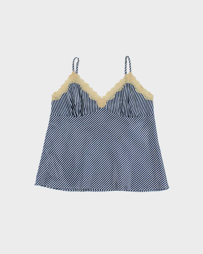 Vintage Y2k 2000s Sarah Spencer Striped Satin Cami Top - L
