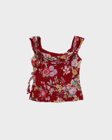 Vintage 2000s Precis Floral Silk Rosette Top- S