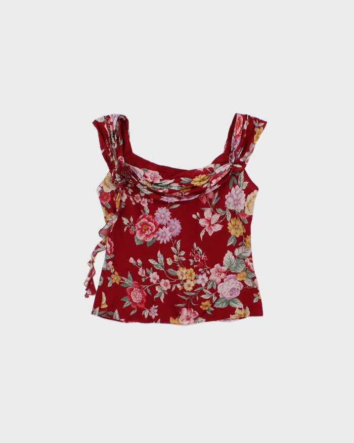 Vintage 2000s Precis Floral Silk Rosette Top- S