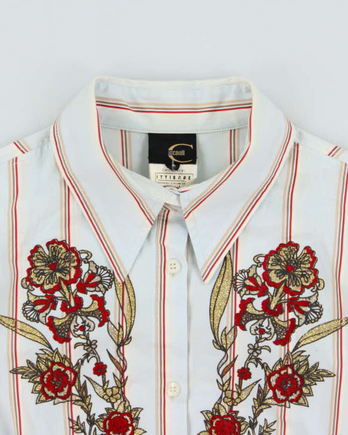 Vintage Y2k 2000s Just Cavalli Glittery Striped Blouse - L