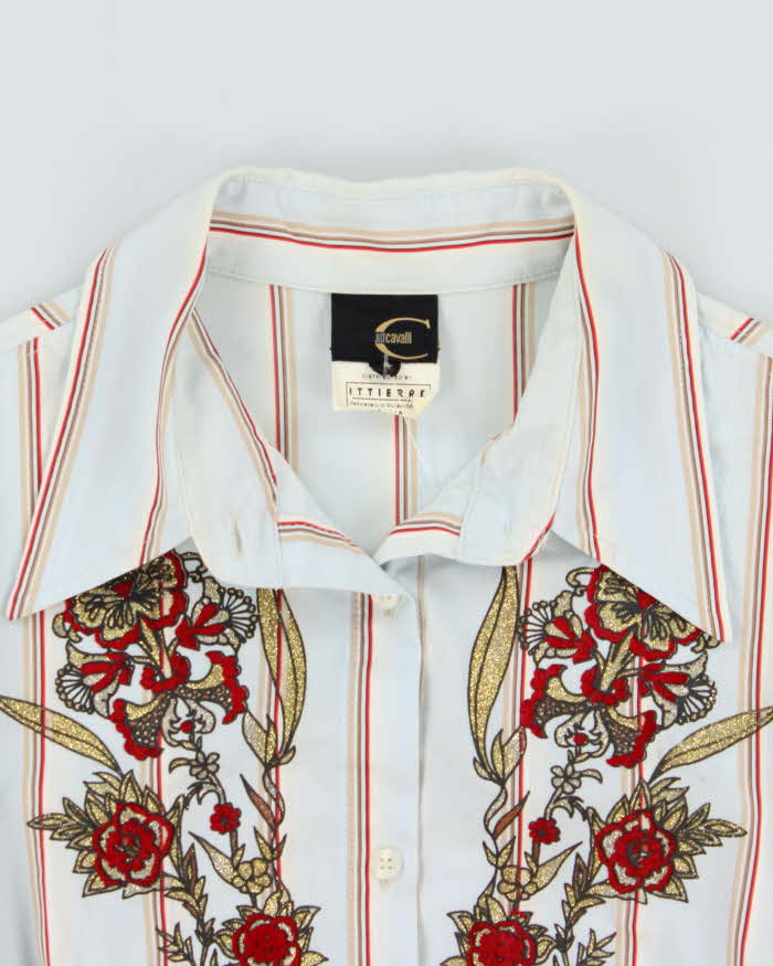 Vintage Y2k 2000s Just Cavalli Glittery Striped Blouse - L