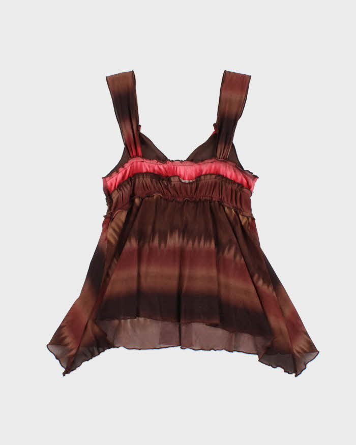 Vintage Y2k 2000s Moda International Sheer Asymmetric Hem Cami - S