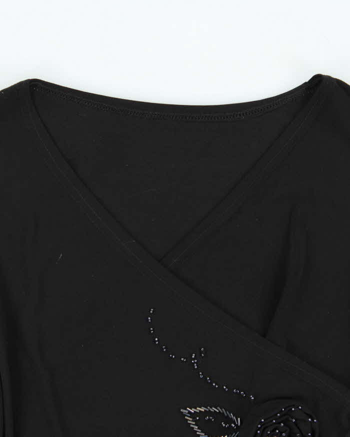 Vintage Y2k 2000s Rosette Beaded Faux Wrap Top - S