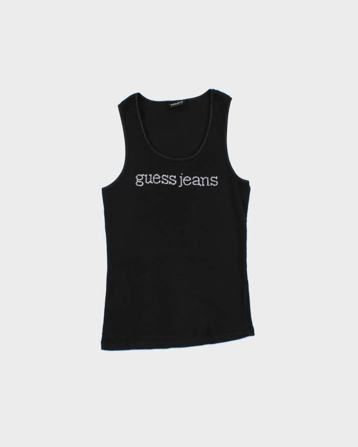 Vintage Y2k 2000s Guess Jeans Rhinestone Vest Top - S