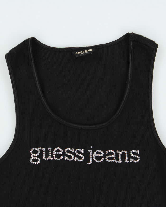 Vintage Y2k 2000s Guess Jeans Rhinestone Vest Top - S
