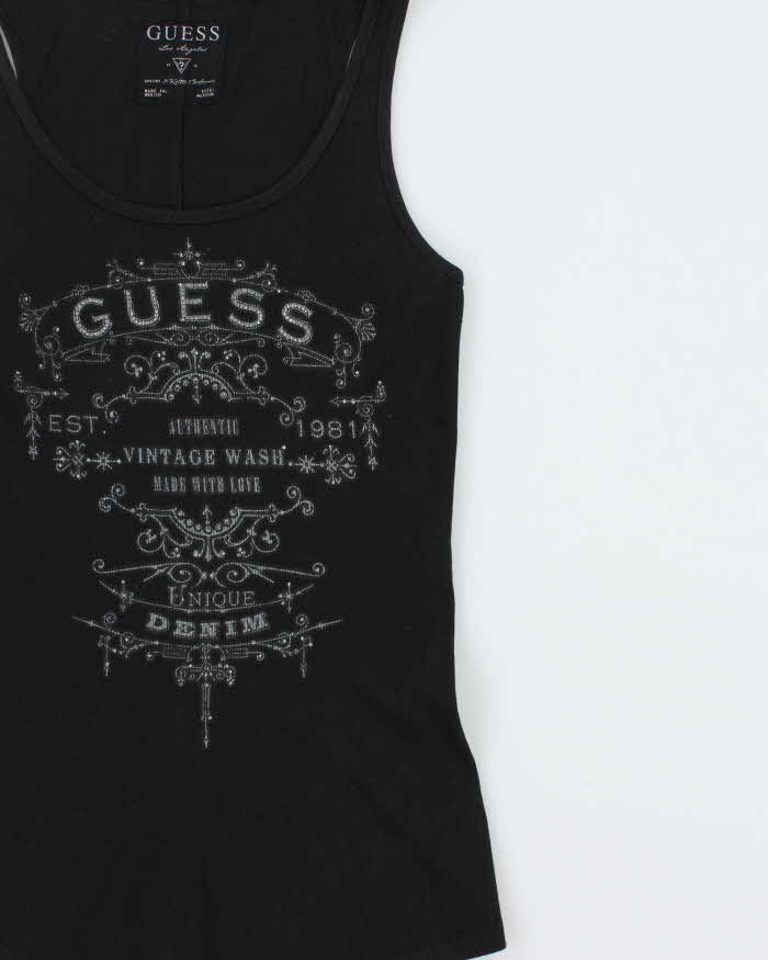 Vintage Y2k 2000s Guess Jeans Rhinestone Vest Top - M