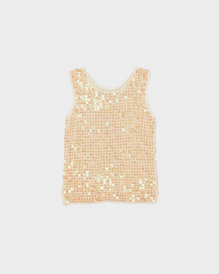 Vintage Y2k 2000s Iridescent Sequin Crochet Top - S