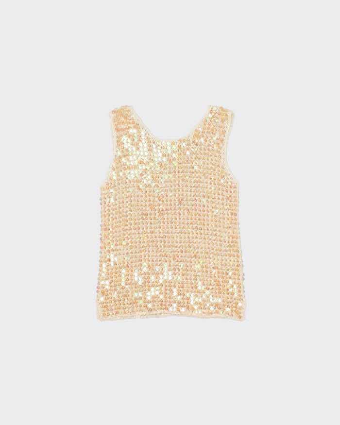 Vintage Y2k 2000s Iridescent Sequin Crochet Top - S