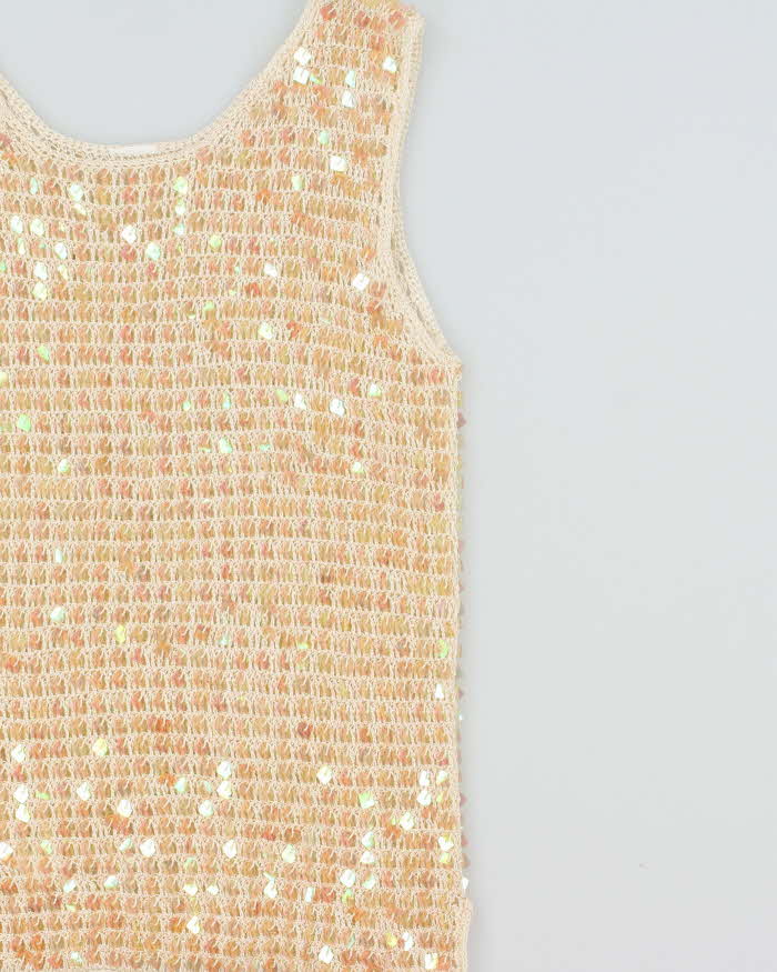 Vintage Y2k 2000s Iridescent Sequin Crochet Top - S