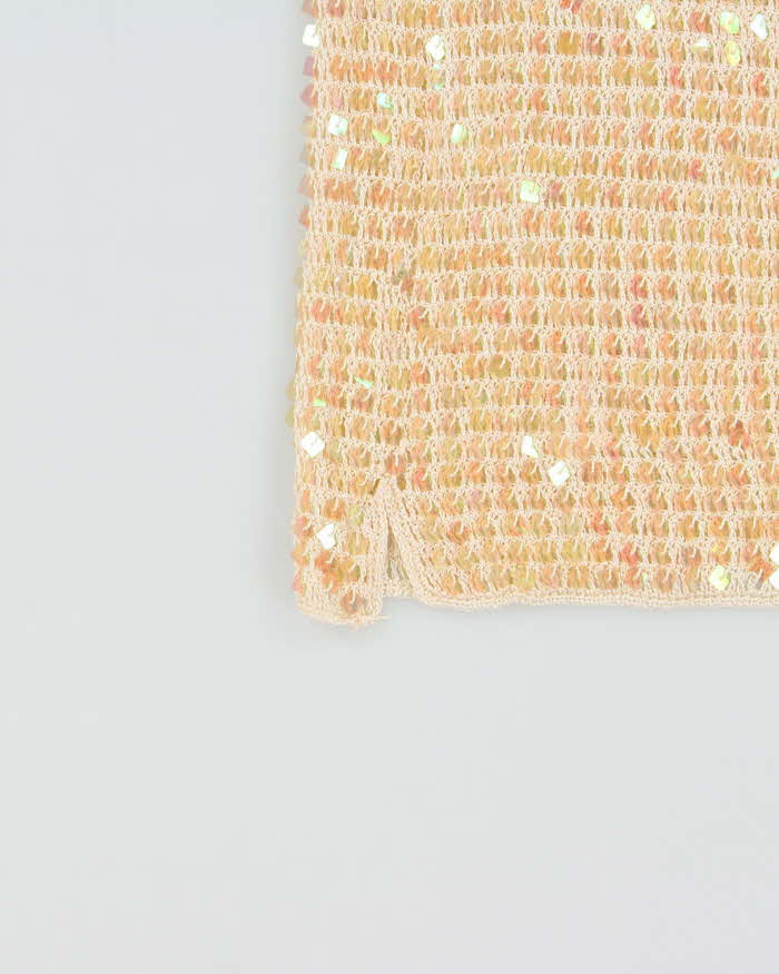 Vintage Y2k 2000s Iridescent Sequin Crochet Top - S