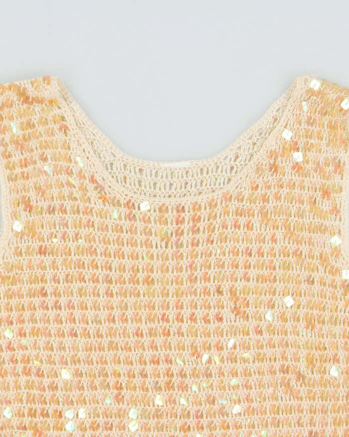Vintage Y2k 2000s Iridescent Sequin Crochet Top - S