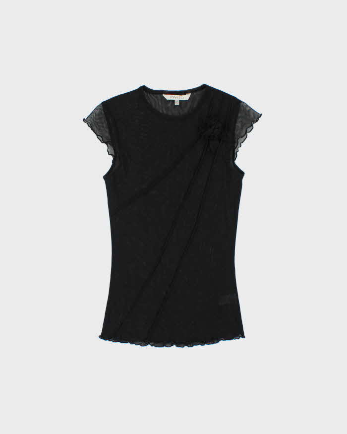 Vintage Y2k 2000s RW&Co Mesh Rosette Top - S
