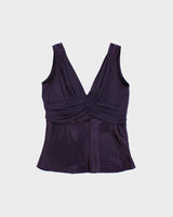 Vintage Y2k 2000s Suzy Satin Low V Back Top - L