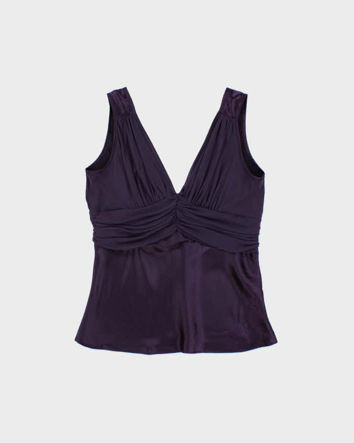 Vintage Y2k 2000s Suzy Satin Low V Back Top - L