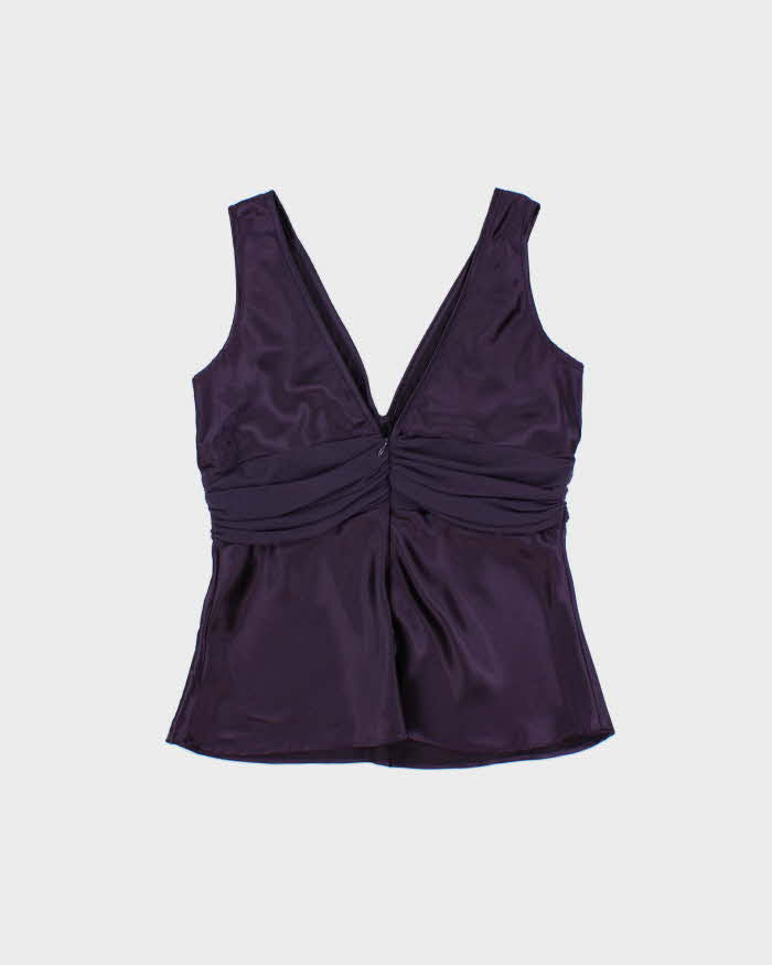 Vintage Y2k 2000s Suzy Satin Low V Back Top - L