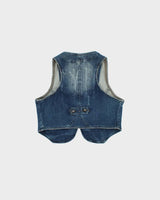 Vintage Y2k 2000s La Chateau Studded Denim Waistcoat Top - L