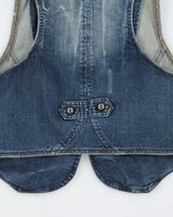 Vintage Y2k 2000s La Chateau Studded Denim Waistcoat Top - L