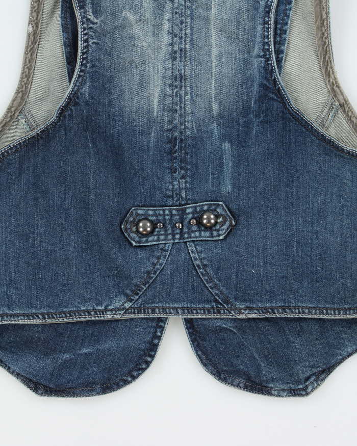 Vintage Y2k 2000s La Chateau Studded Denim Waistcoat Top - L