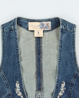 Vintage Y2k 2000s La Chateau Studded Denim Waistcoat Top - L