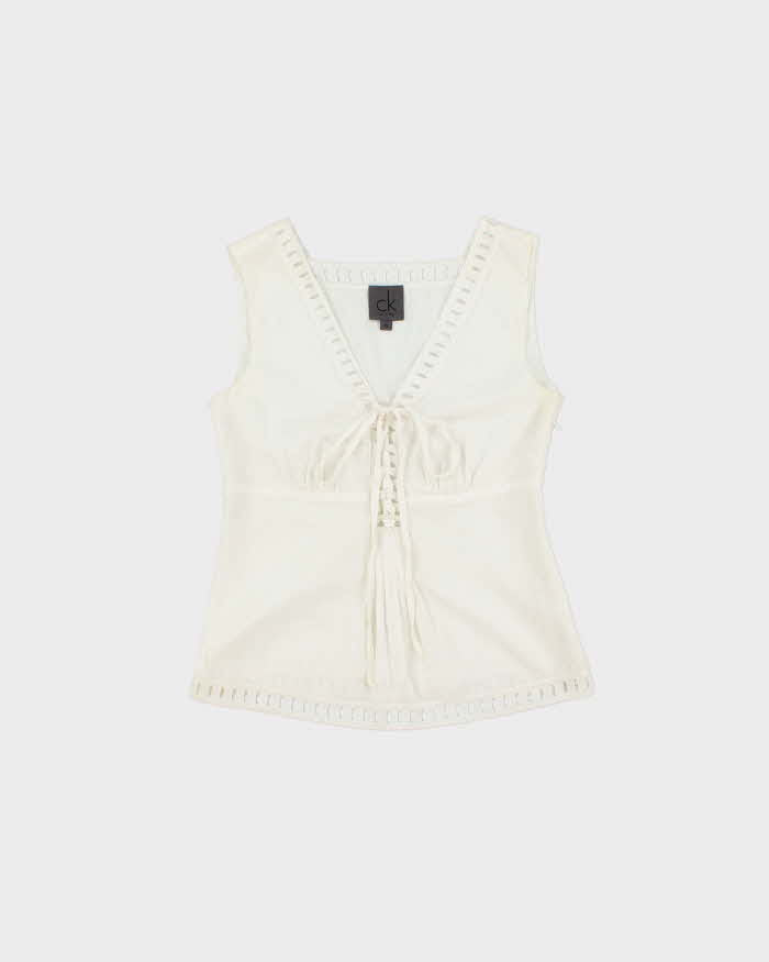Vintage 2000s Calvin Klein Cotton Lace-up Top - XS