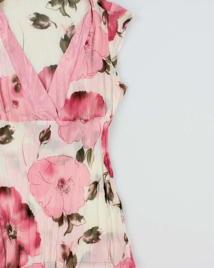 Vintage Y2k 2000s Sakura Crinkle Mesh Top - M