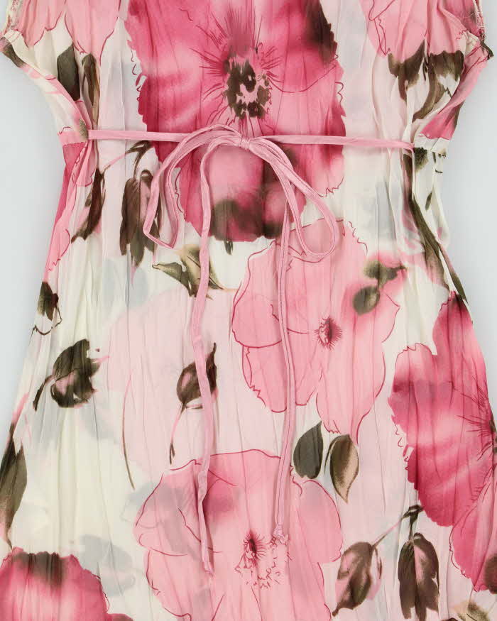 Vintage Y2k 2000s Sakura Crinkle Mesh Top - M
