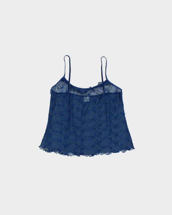 Vintage Y2k 2000s Soul Mates Embroidered Mesh Cami Top - S