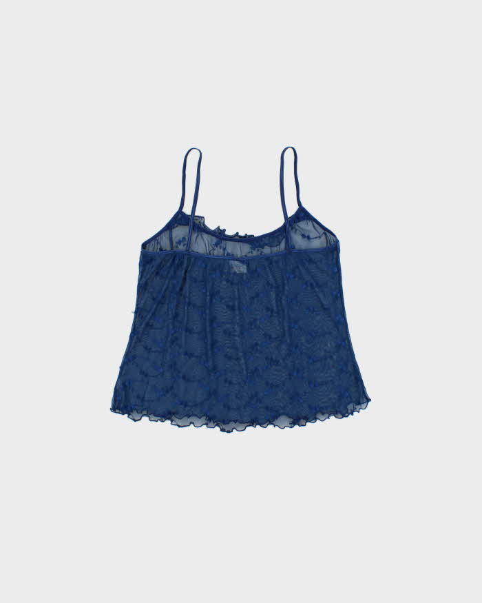 Vintage Y2k 2000s Soul Mates Embroidered Mesh Cami Top - S