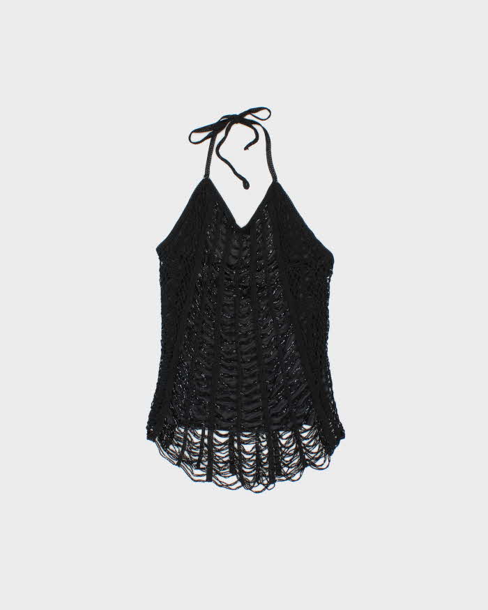 Vintage Y2k 2000s Le Chateau Beaded Crochet Halter Neck Top - M