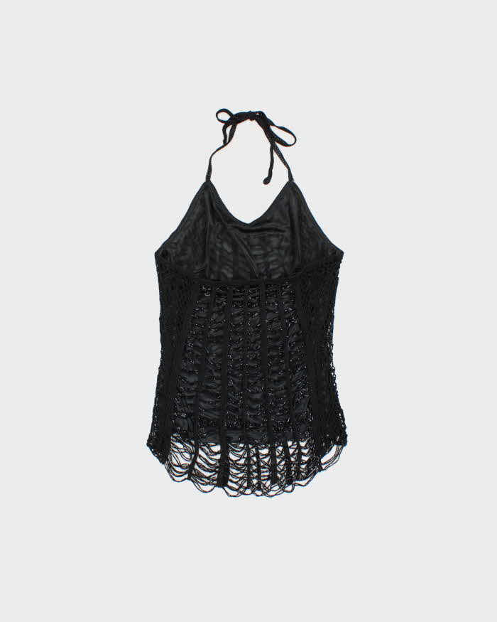 Vintage Y2k 2000s Le Chateau Beaded Crochet Halter Neck Top - M