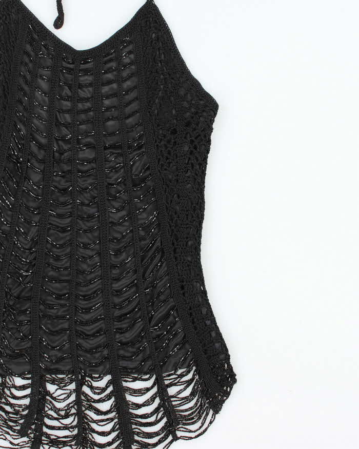 Vintage Y2k 2000s Le Chateau Beaded Crochet Halter Neck Top - M