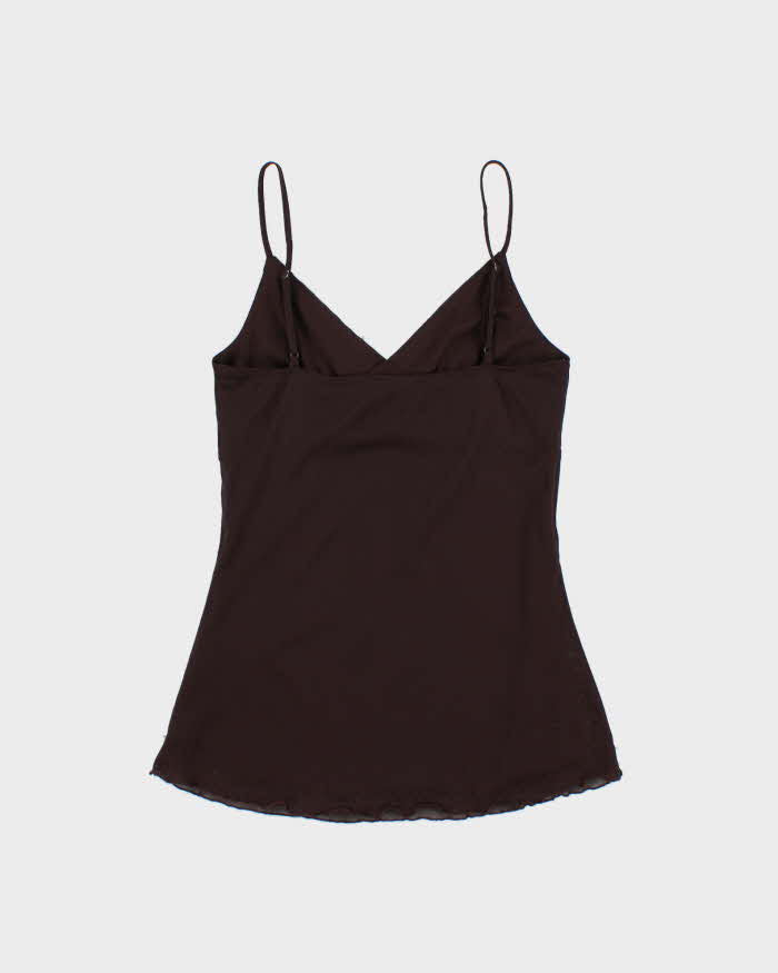 Vintage Y2k 2000s Poet Beaded Lined Mesh Cami Top - M
