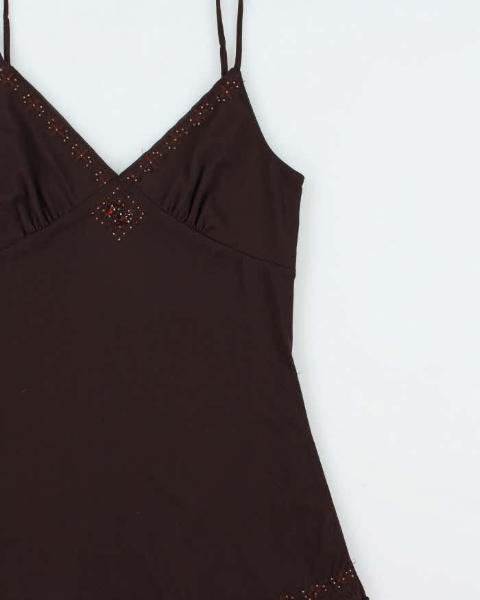 Vintage Y2k 2000s Poet Beaded Lined Mesh Cami Top - M