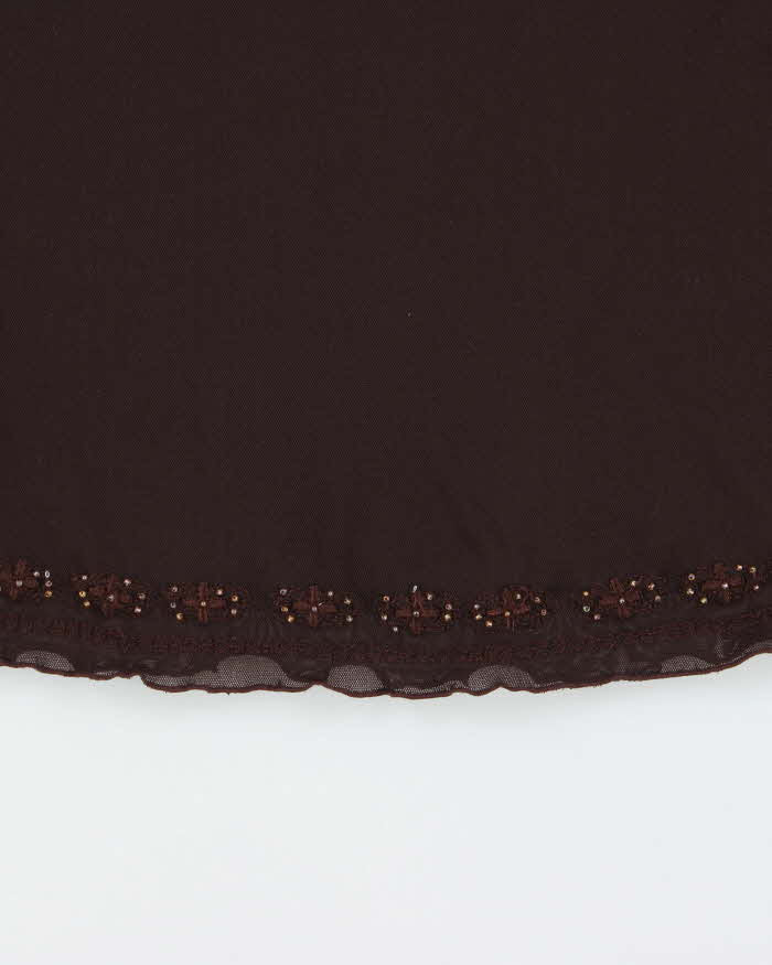 Vintage Y2k 2000s Poet Beaded Lined Mesh Cami Top - M