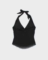 Vintage Y2k 2000s Oasis Beaded Lined Mesh Halter Neck Top - M
