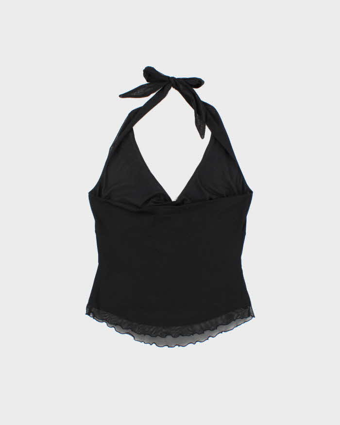 Vintage Y2k 2000s Oasis Beaded Lined Mesh Halter Neck Top - M