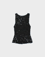 Vintage Y2k 2000s Sequin Crochet Key Hole Back Top - XS
