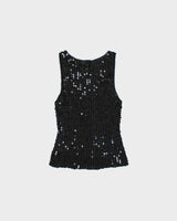 Vintage Y2k 2000s Sequin Crochet Key Hole Back Top - XS