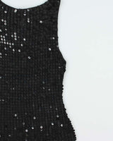 Vintage Y2k 2000s Sequin Crochet Key Hole Back Top - XS