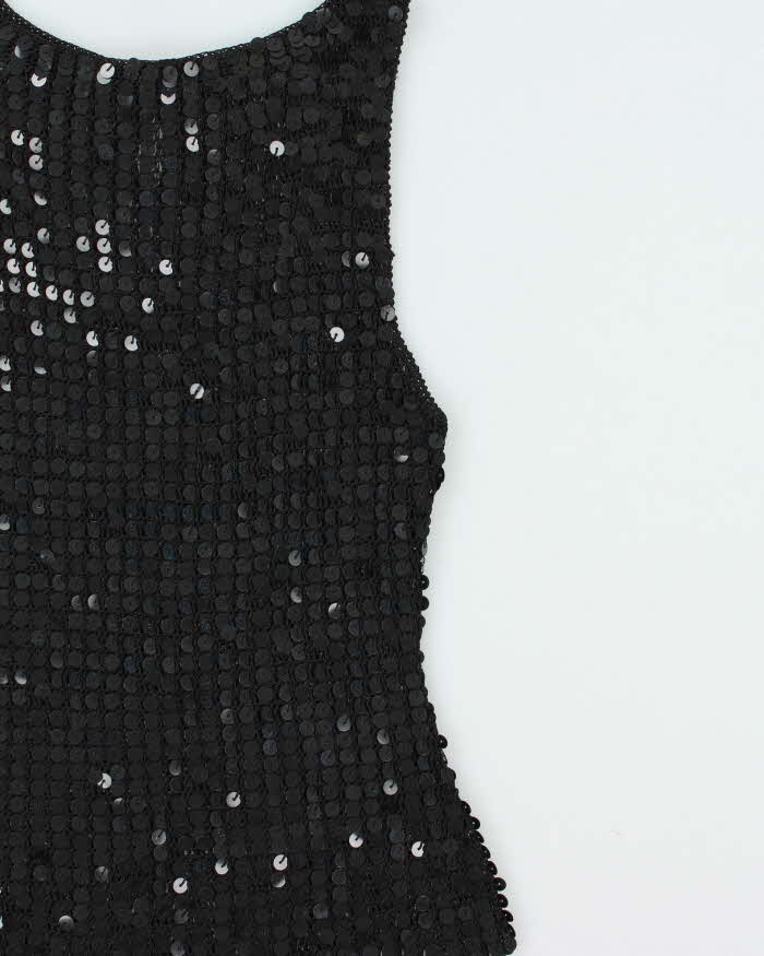Vintage Y2k 2000s Sequin Crochet Key Hole Back Top - XS