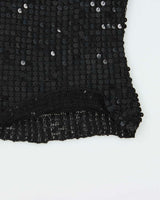 Vintage Y2k 2000s Sequin Crochet Key Hole Back Top - XS