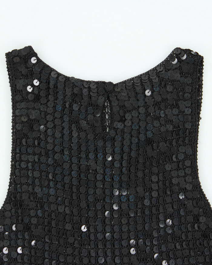 Vintage Y2k 2000s Sequin Crochet Key Hole Back Top - XS