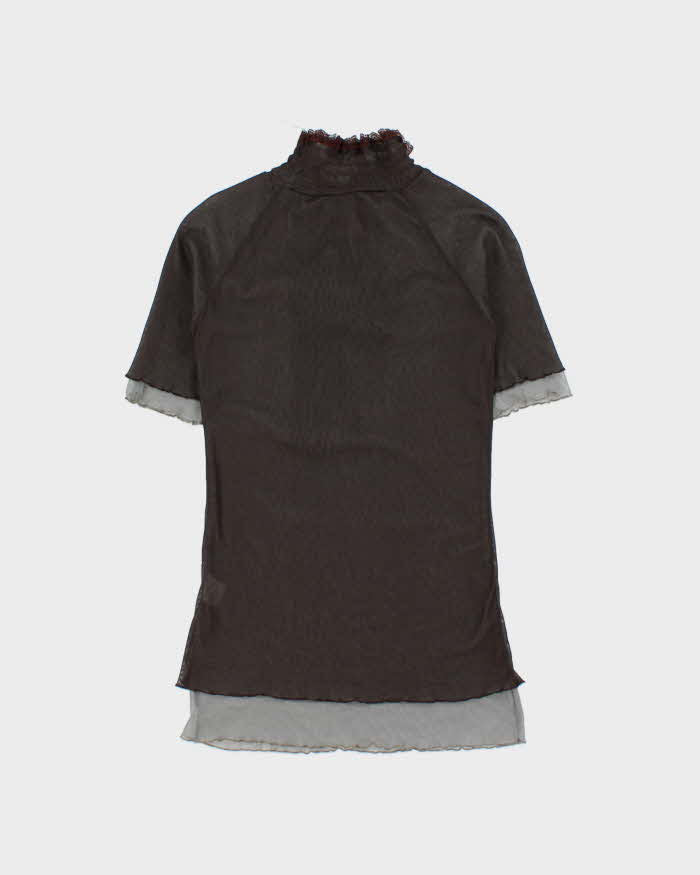Vintage Y2k 2000s SKE Double Mesh Rosette Top - S