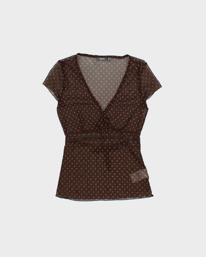 Vintage Y2k 2000s Mexx Polka Dot Mesh Top - S